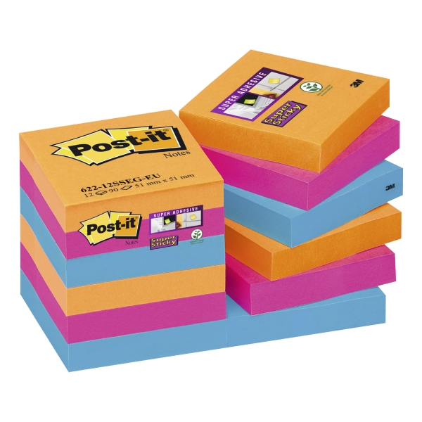 Post It Super Sticky Bangkok Notes 51X51mm Pack of 12