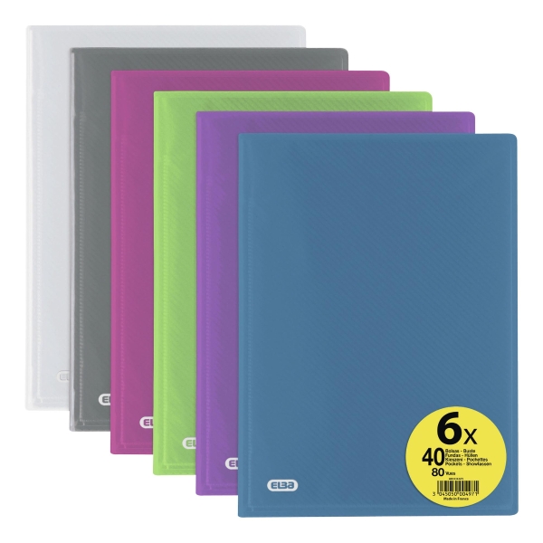 HAWAI DISPLAY BOOKS 40 POCKETS ASSORTED COLOURS - PACK OF 6