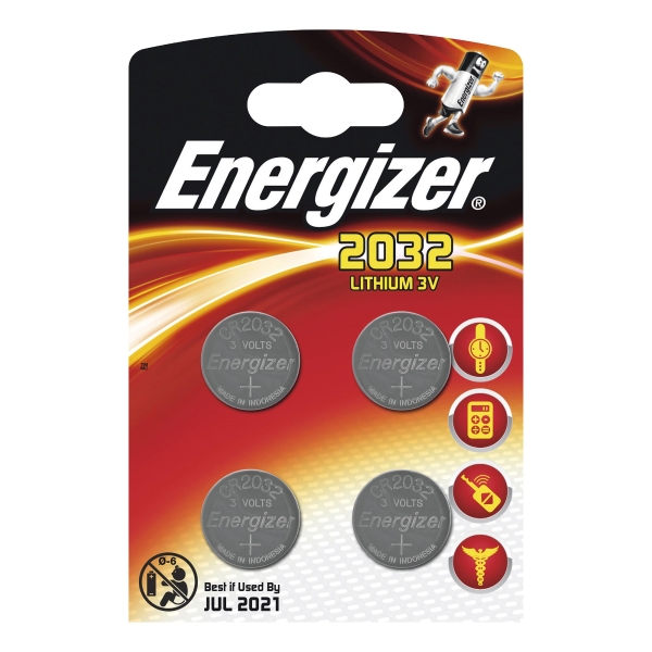 Pile bouton lithium Energizer CR2032 - pack de 4