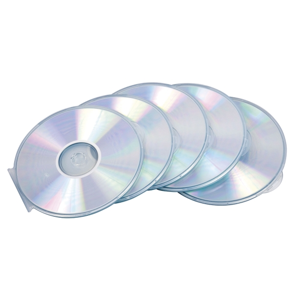 FELLOWES ROUND SLIMLINE CD/DVD CASES CLEAR - PACK OF 5