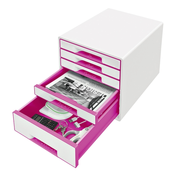 LEITZ WOW FILING 5 DRAWERS UNIT PINK