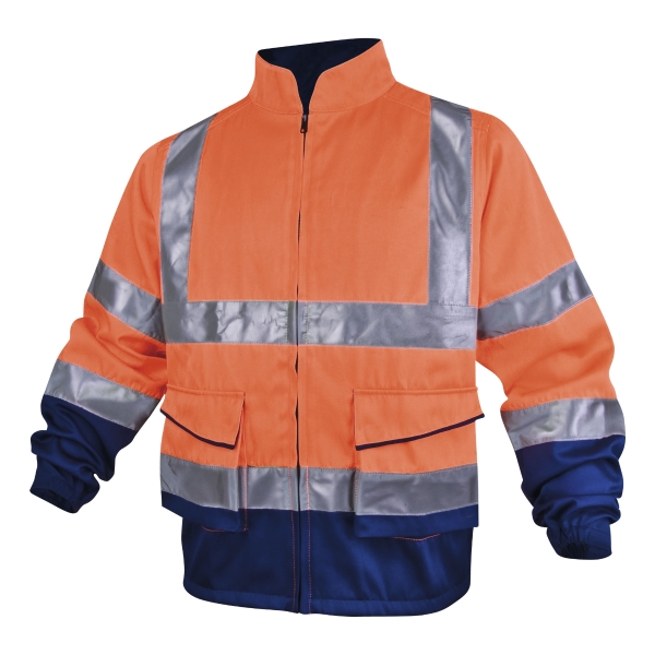 DELTAPLUS PANOSTYLE PHVES HI-VIZ JACKET ORANGE AND NAVY BLUE SIZE XL