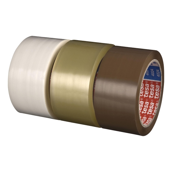 tesa 4024 Packband aus Polypropylen, 50 mm × 66 m, transparent, 6 Stück
