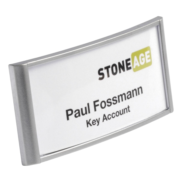 Durable Name Badge w/Combi Clip 30x65mm Silv - Pack of 10