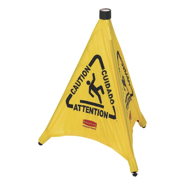 Warnschild Rubbermaid, Vorsicht Rutschgefahr, Pyramidenform, gelb