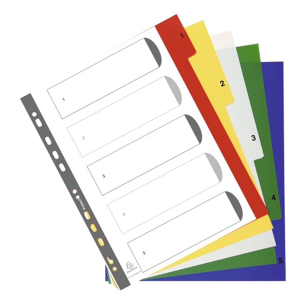 Exacompta Polypropylene Printed A4 Maxi Indices 5 Part (1-5) Coloured Tabs