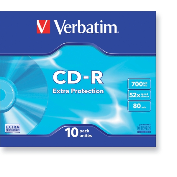 Verbatim CD-R 700MB (80min.) vitesse 52x slim case - paquet de 10