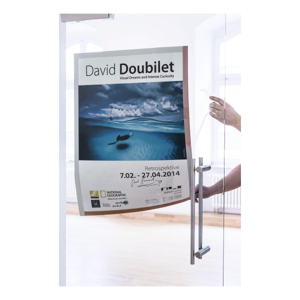 Durable DURAFRAME POSTER Self-Adhesive A1 - Magnetic Fold Back Frame - Silver
