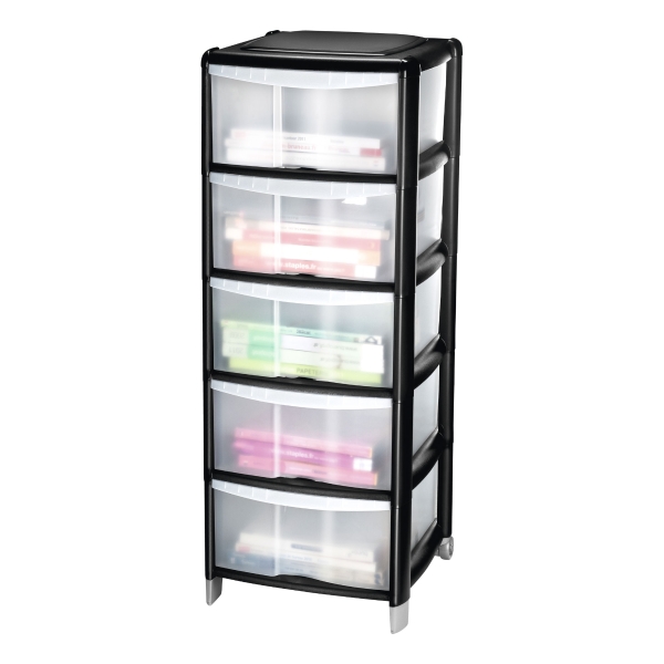 CEP 222304 5-DRAWERS UNIT BLK/CLEAR
