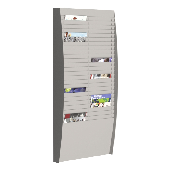 Paperflow Wall Display Rack 50 Compartments Grey