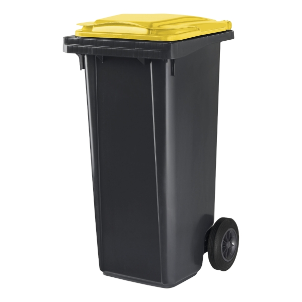CITEC CONTAINER 2 RUBBER WHEELS 120L GREY WITH YELLOW LID