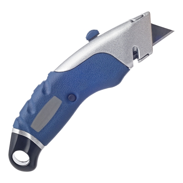 Cutter Lyreco Premium 18mm, Sicherheit, mit 1 Trapezklinge, blau