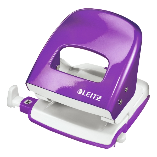 LEITZ WOW 5008 2-HOLE PAPER PUNCH PURPLE - UP TO 30 SHEETS
