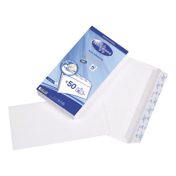 La Couronne Wallet Peel & Seal DL 110X220 80G White - Pack of 50