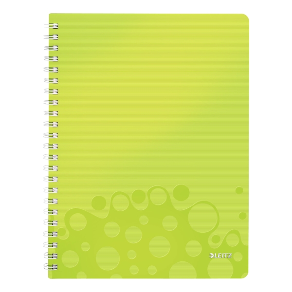 LEITZ WOW WIREBOUND NOTEBOOK PP COVER A4 RULED GREEN