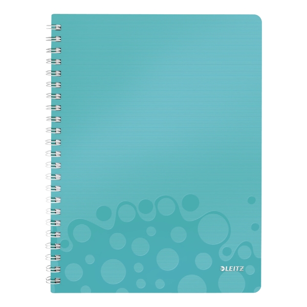 LEITZ WOW WIREBOUND NOTEBOOK PP COVER A4 RULED ICE BLUE