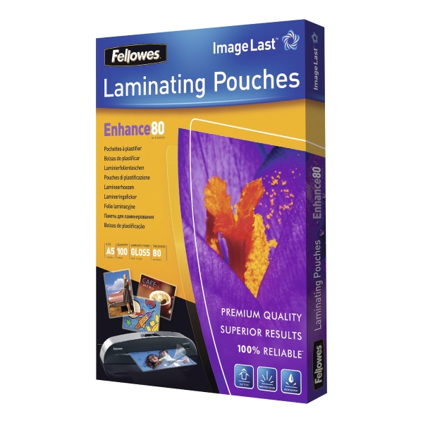 Fellowes 5306002 laminating pouches for hot laminating A5 250 mic - pack of 100