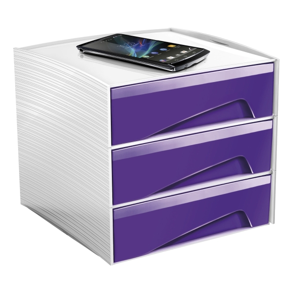Cep MyCube Gloss drawer unit 3 drawers purple