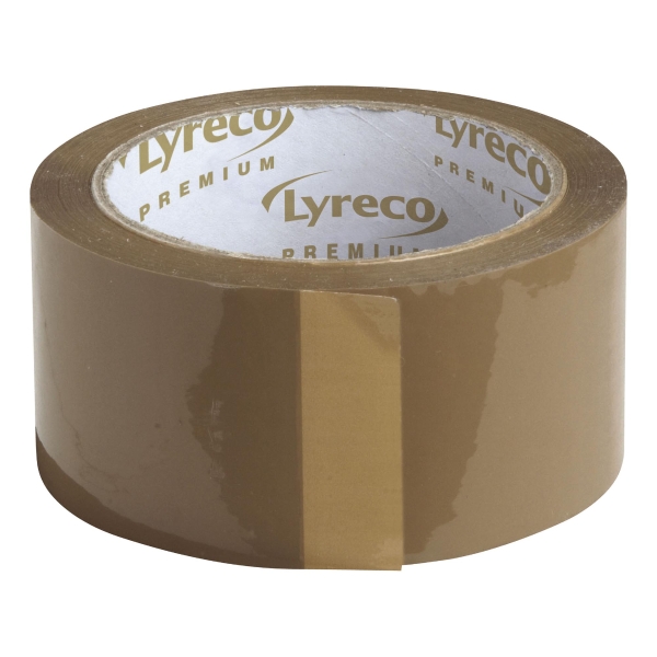 Lyreco Premium Hotmelt csomagolószalag, 50 mm x 66 m, barna, 6 darab/csomag