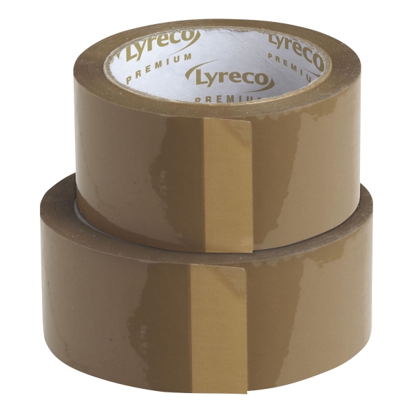 Lyreco Premium hotmelt packaging tape 50 mm x 66 m brown - pack of 6