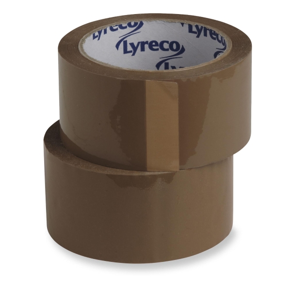 Ruban adhésif d'emballage Lyreco - 75 mm x 66 m - havane - lot de 6