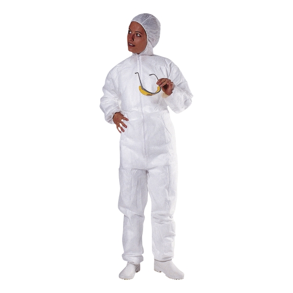POLYPROPYLENE HOODED OVERALL WHITE SIZE L