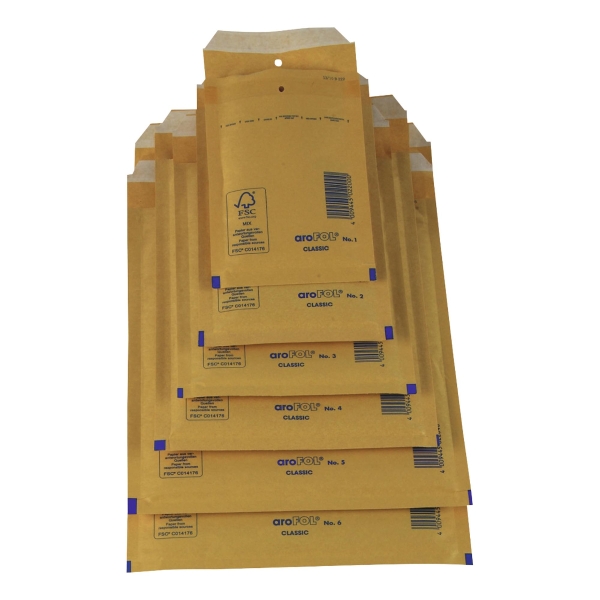 Pack de 100 envelopes bolha Arofol 340x240mm kraft