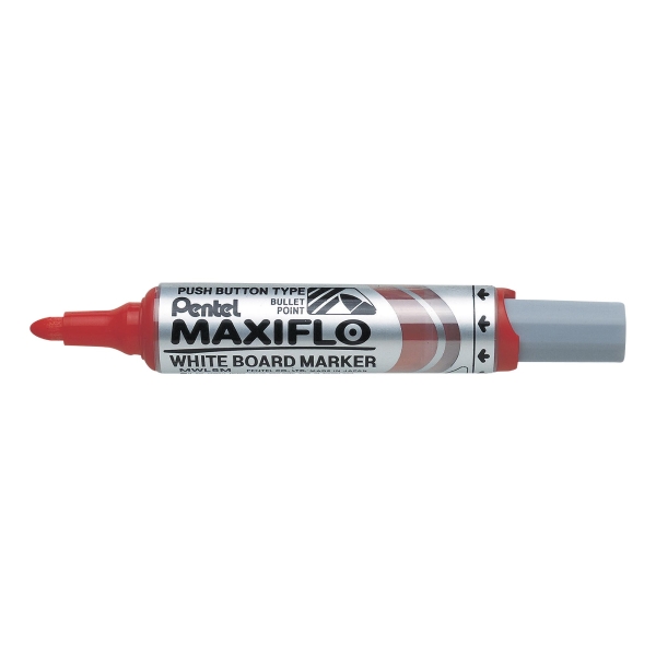 Marqueur tableau blanc Pentel Maxiflo - pointe ogive large - rouge