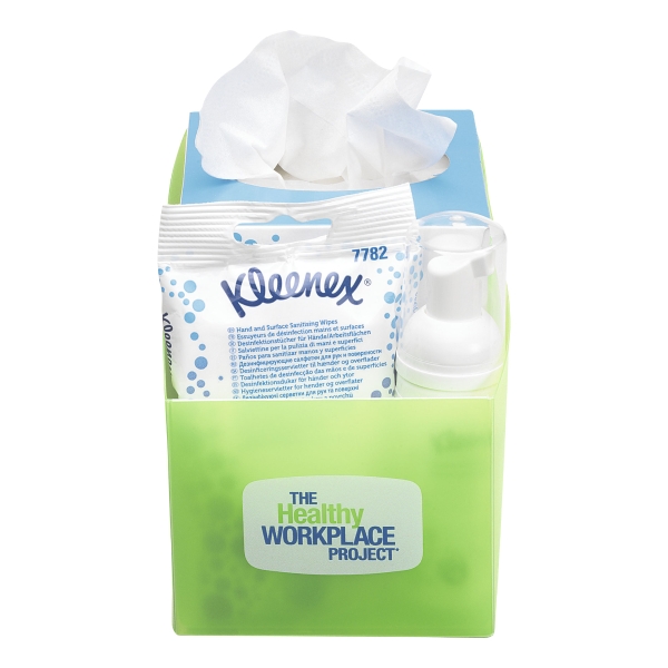 KLEENEX DESK SET - HAND SOAP+WIPES+FACIAL TISSUE - PACK OF 4