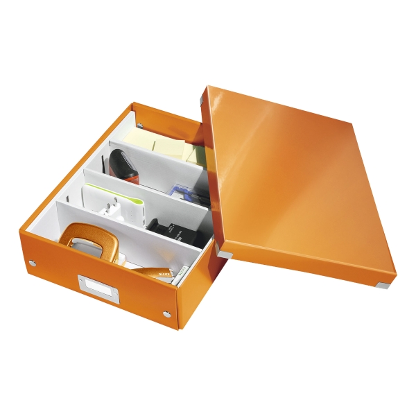 Pudełko Click&Store z przegródkami 280x100x370mm pomarańczowe