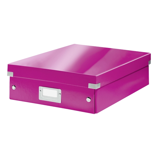Pudełko Click&Store z przegródkami 280x100x370mm różowe