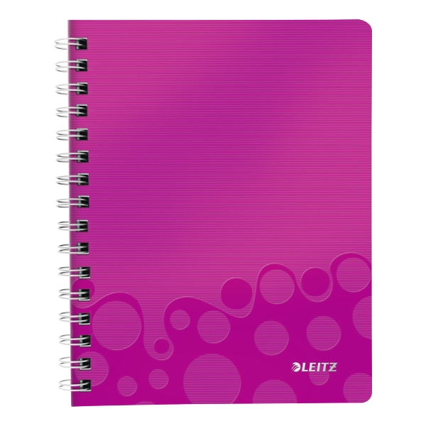LEITZ WOW WIREBOUND NOTEBOOK PP COVER A5 RULED PINK