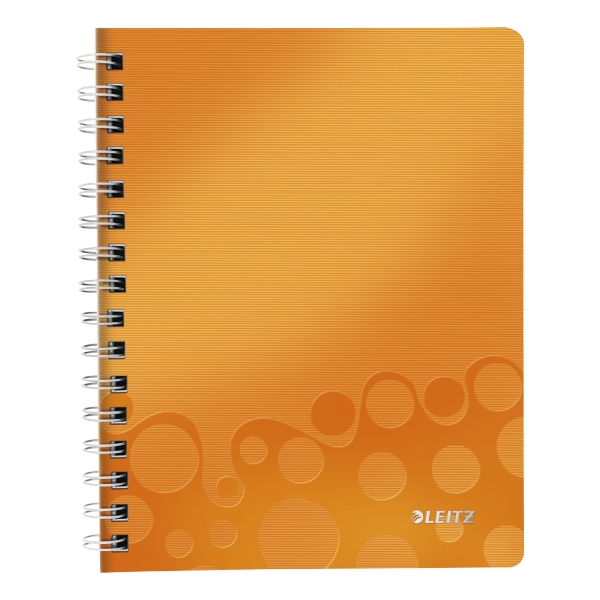 LEITZ WOW WIREBOUND NOTEBOOK PP COVER A5 RULED ORANGE