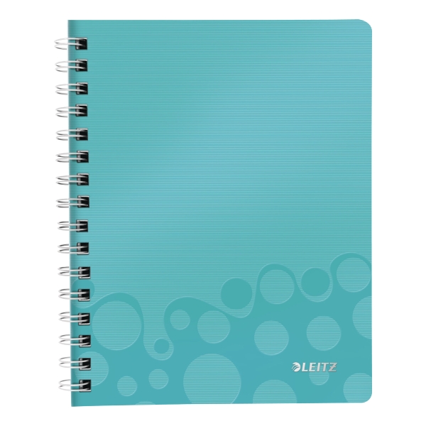 Leitz WOW wirebound notebook PP A5 squared 5x5mm ice blue