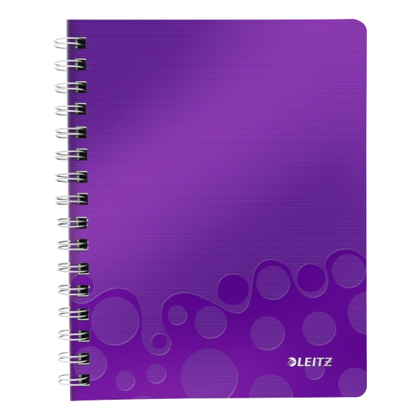 LEITZ WOW WIREBOUND NOTEBOOK PP COVER A5 SQUARED 5X5 PURPLE