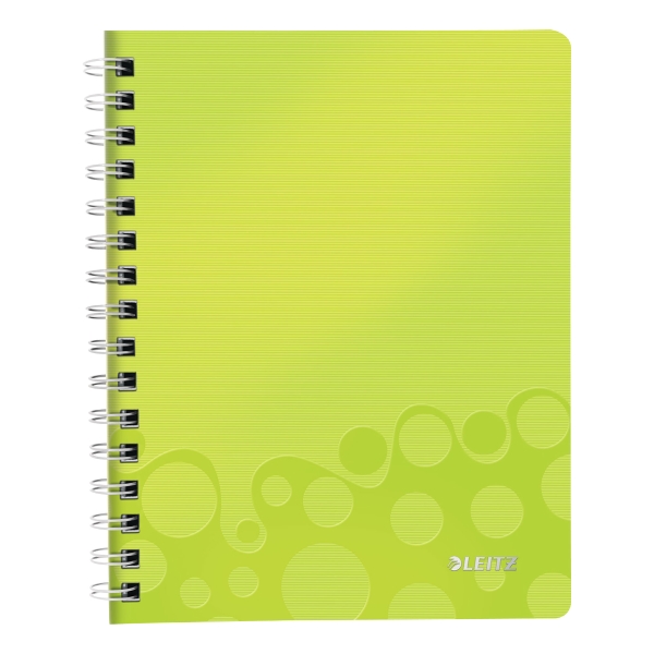 LEITZ WOW WIREBOUND NOTEBOOK PP COVER A5 SQUARED 5X5 GREEN