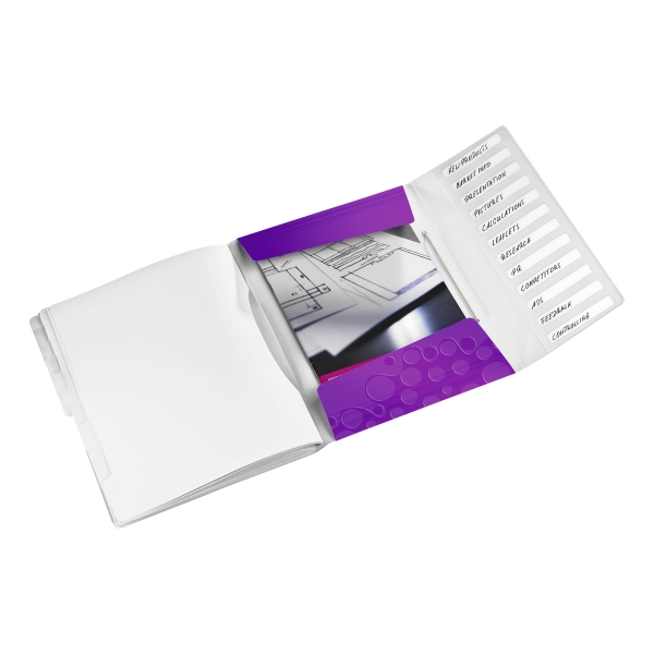 Leitz Wow Divider Book Polypropylene 12 Tabs Purple