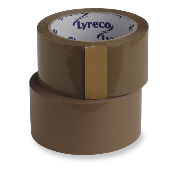 LYRECO PACKAGING TAPE PP LOW-NOISE 50MM X 66M BROWN - PACK OF 6
