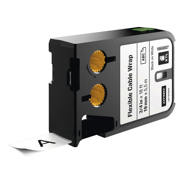Dymo XTL Flex Cable Wrap Tape 19mm Black/White