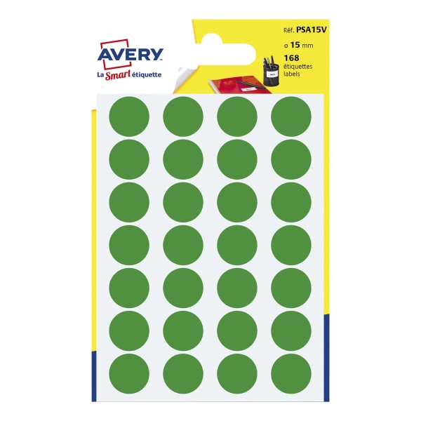 Avery Dot Labels 15mm Green Pack of 168