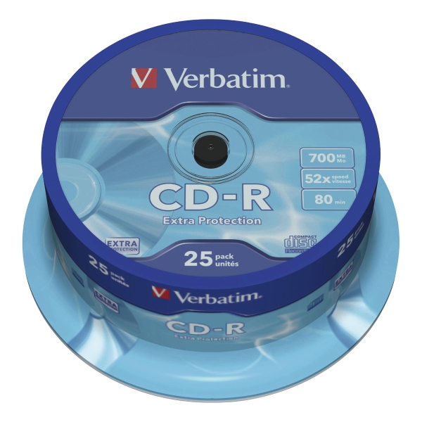 CD-R Verbatim, zásobník, 700 MB, balení 25 kusů