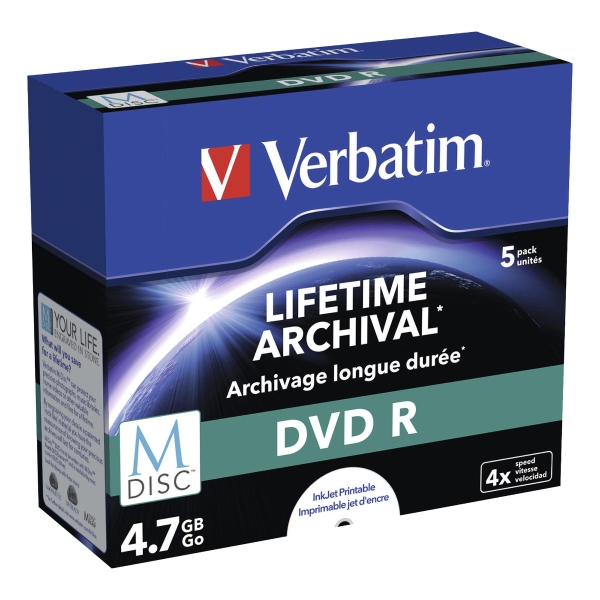 Płyta DVD VERBATIM Printable DVD+R/M-Disc 4x, w opakowaniu 5 sztuk