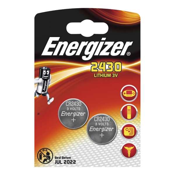 Pile bouton lithium Energizer CR2430 - pack de 2