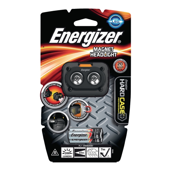 Kopfleuchte Energizer Hardcase Magnet, LED 3x LR03/AAA, 200 Lumen, schwarz/grau