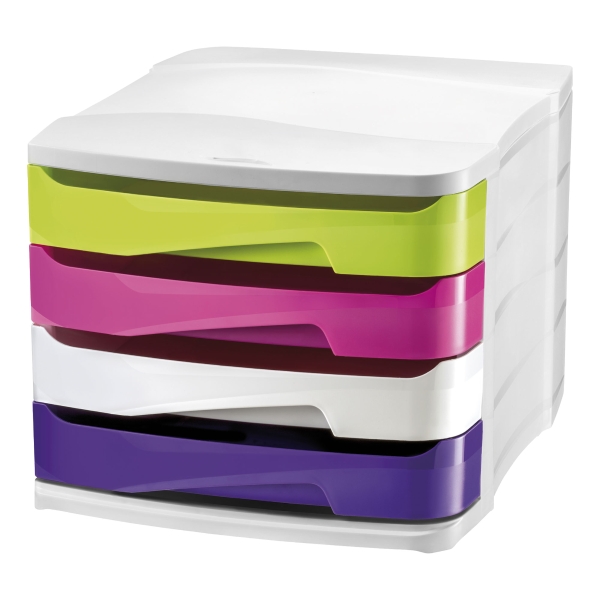 Cep Gloss Schubladenbox, 4 Schubladen, farbig