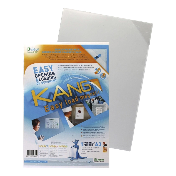 Funda adhesiva Kang TARIFOLD A3 PVC cierre por esquina easy load