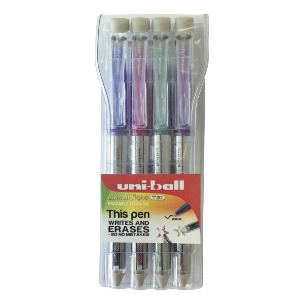 Uniball Signo Tsi Assorted Colours 0.7mm Erasable Gel Pen - Wallet Of 4