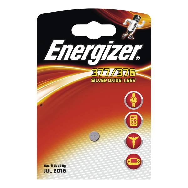 Pile bouton oxyde d'argent Energizer 377/376