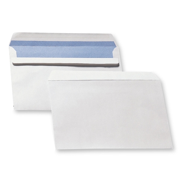 Caixa 500 envelopes brancos LYRECO papel offset. Dim: 162 x 229 mm