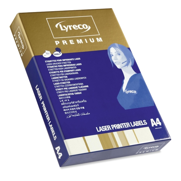 Lyreco Premium fehér etikettek 63,5 x 46,6 mm, 18 etikett/ív, 250 ív/csomag